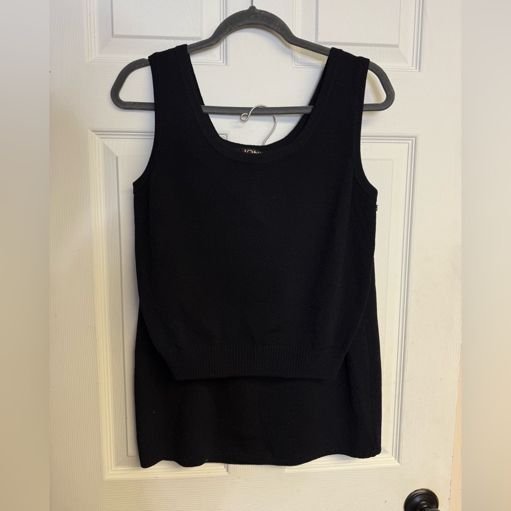 St. John Basics 2 Piece Set Tank Top Skirt Black Small 8 Santana Knit Stretch - Picture 14 of 15